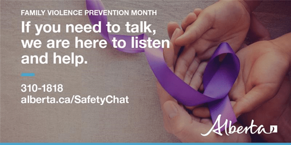 Family violence Prevention Month - If you need to talk, we are here to listen and help 