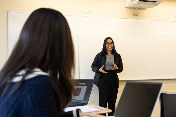 Student presenting. 