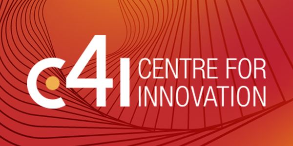 Centre for Innovation logo on red and gold pattern background